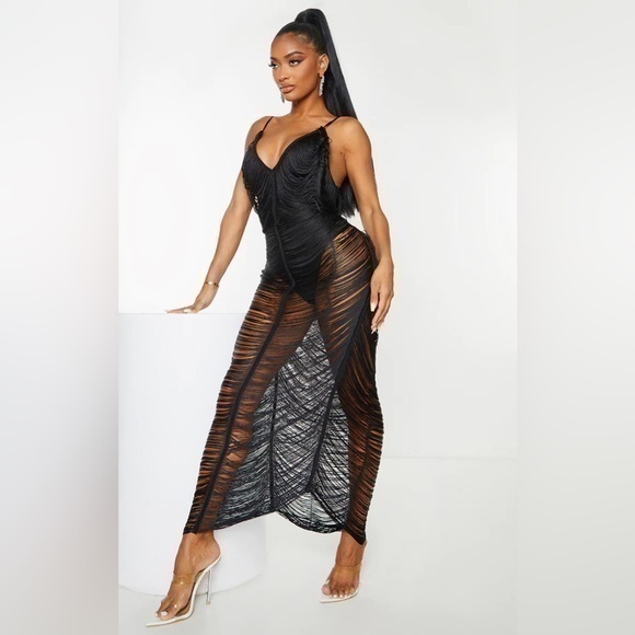 Bikini Swimsuit cover-up dress black sexy long halter open back maxi beach dress - Picture 1 of 5